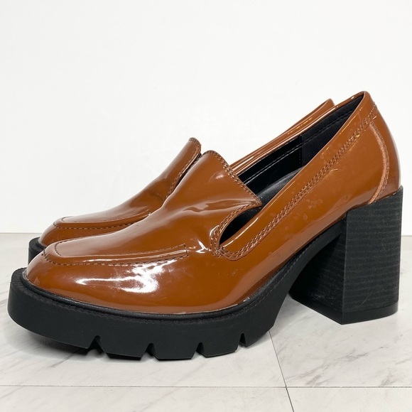 New! Blondo Josie Cognac Patent Heeled Loafer 9 1/2 - Picture 1 of 14